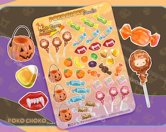 Cute Halloween Stickers, Candy Stickers, Food Stickers, Retro Candy Stickers, Gift for Halloween, Kawaii  Food Stickers