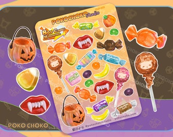 Cute Halloween Stickers, Candy Stickers, Food Stickers, Retro Candy Stickers, Gift for Halloween, Kawaii  Food Stickers