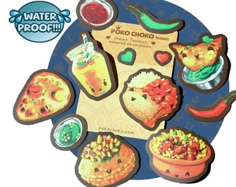 Cute Tumbler Decal, Stickers for Tumbler, Cute Tumbler Food Decal, Food Decal, Waterproof Decal, Cute food stickers, Indian food Sticker