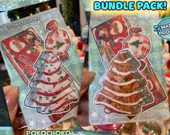Cute Christmas Tree Cake Die cut BUNDLE PACK! Holiday Sticker Gift, Kawaii Stickers