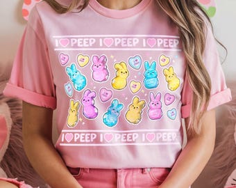 Cute Easter T-Shirt, Spring Fashion, Unisex Marshmallow Bunny Tee, Kawaii Pastel Clothing Gift for Bunny Lovers