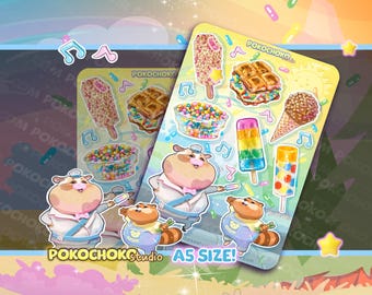 Ice Cream Stickers! Cute animal and ice cream sticker sheet, Scrapbooking and journaling stickers!