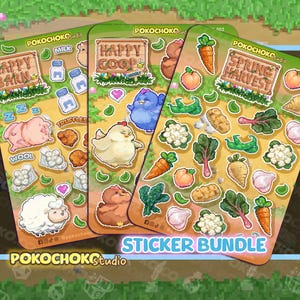 ¡Paquete de pegatinas de animales del granero de Pixel Farm Springtime Coop! ¡Pegatinas de pollos pixel art adorables! Arte retro de videojuegos.