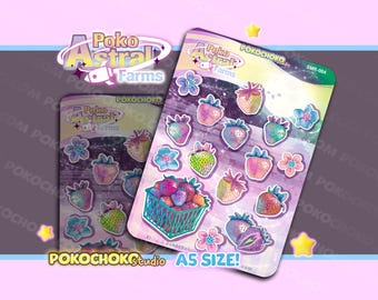 Cosmic Strawberry Stickers, Strawberry lover gift, Gardener Stickers, Scrapbooking and journaling stickers!