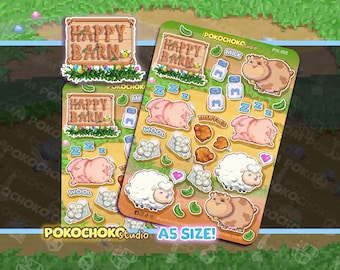 Pixel Farm Springtime Barn Animals Sticker Sheet! Cute Animals pixel art stickers! Retro game art