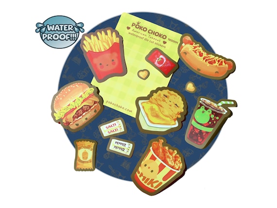 Cute Tumbler Decal, Stickers for Tumbler, Cute Tumbler Food Decal, Food Decal, Waterproof Decal, Cute food stickers, Burger Sticker