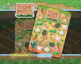 Pixel Farm Springtime Harvest Sticker Sheet! Cute Vegetable pixel art stickers! Retro game art