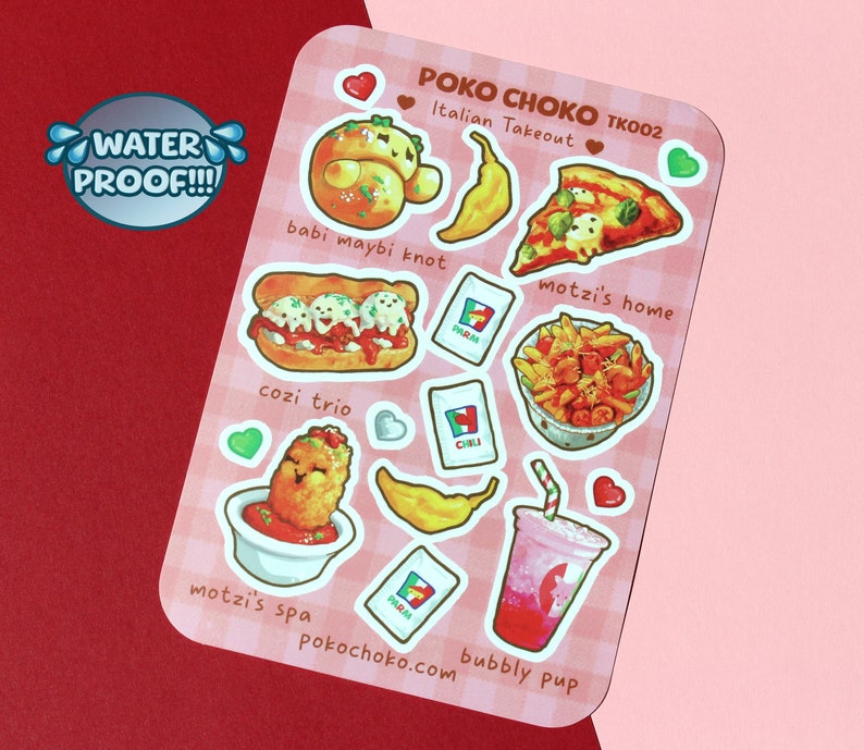 Cute food Sticker, Pizza Sticker, Fast food sticker, Junk food sticker, Funny Food Sticker, Pasta sticker, Gift for foodie, Foodie sticker, snack sticker, stickeres, stic ker, stickering, italian food sticker, kawaii food sticker, takeout sticker,