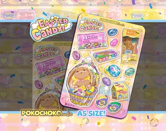Cute Easter Candy Sticker Sheet! Cute Animals, Easter Gift, Kawaii Stickers Easter Gift Party Favor!