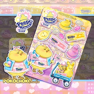 Cute Easter Baby Chic Marshmallow Candy Sticker Sheet! Cute Animals, Easter Gift, Kawaii Stickers