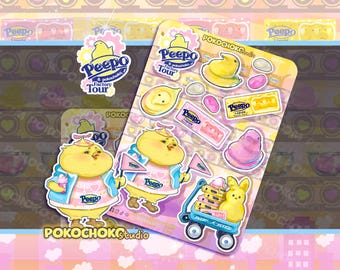 Cute Easter Baby Chic Marshmallow Candy Sticker Sheet! Cute Animals, Easter Gift, Kawaii Stickers