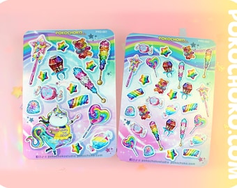 Cute BUNDLE Unicorn Rainbow Candy Sticker Sheet! Rainbow Stickers, Colorful Sticker Gift, Candy Stickers, Food Stickers, Sweet Sticker