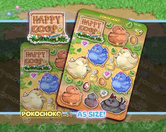 Pixel Farm Springtime Coop Barn Animals Sticker Sheet! Cute Chickens pixel art stickers! Retro game art