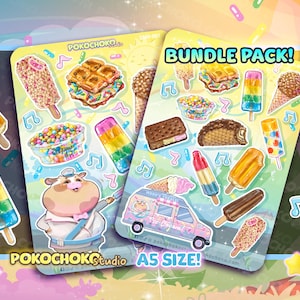 ¡PACK DE PEGATINAS DE HELADAS! ¡Linda hoja de pegatinas de animales y helados, pegatinas para scrapbooking y diario!