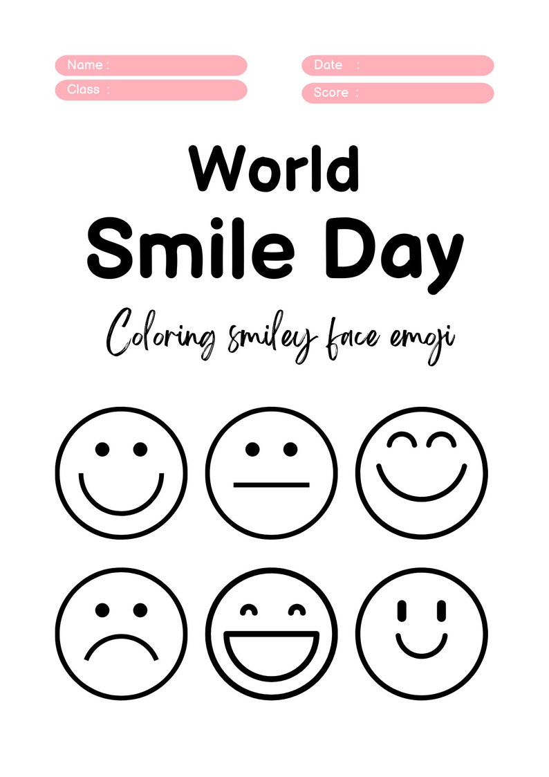 Smiley Coloring Page Cute Coloring Pages for Kids and Adults Digital