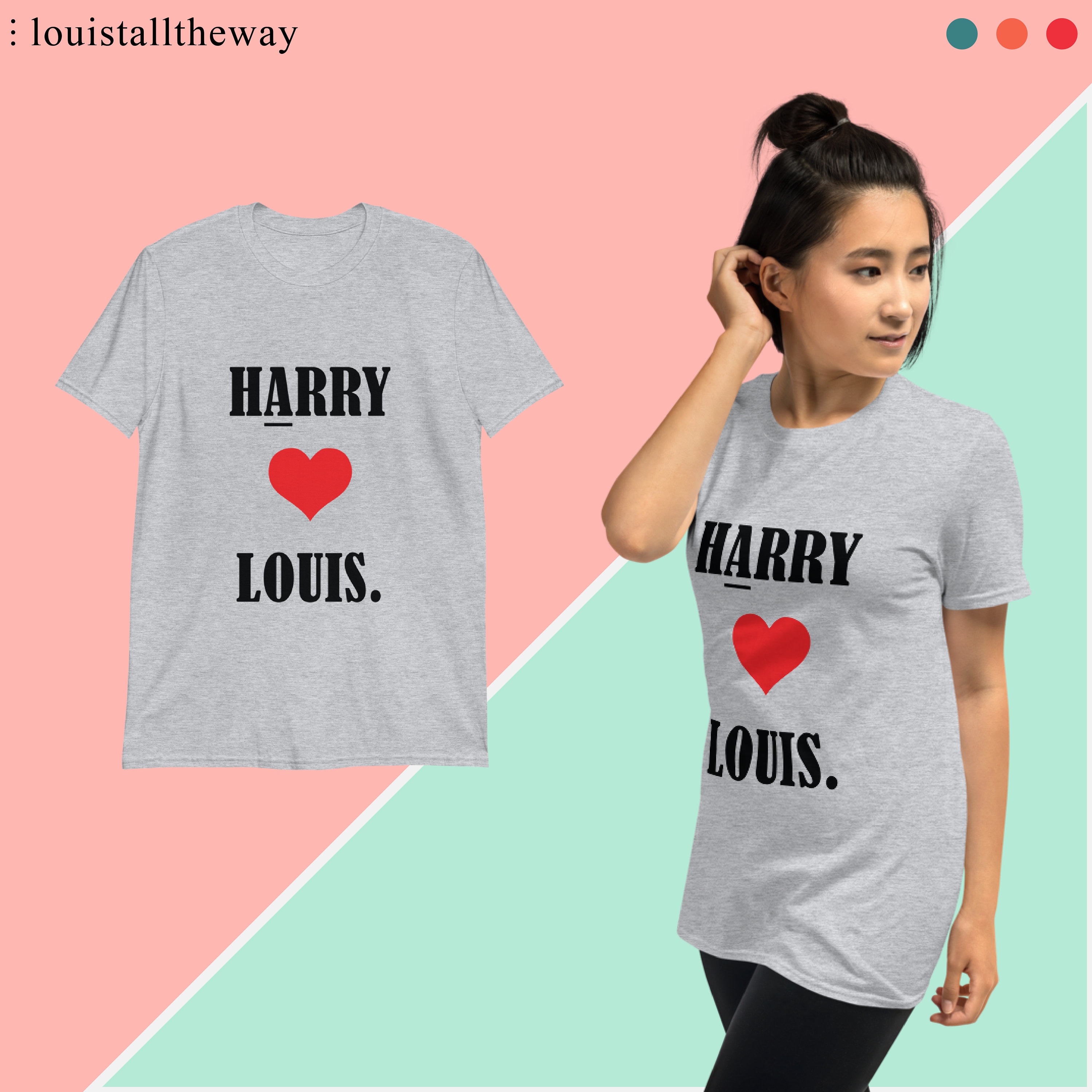 Minamo Pink Heart Louis Tomlinson One Direction T-Shirt : :  Fashion