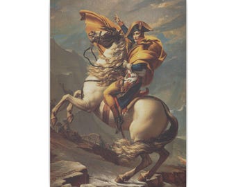 Napoleon Crossing the Alps by David, Historical Giclée Print Canvas, Napoleon Artwork, Vintage Wall Art, Elegant Home Decor