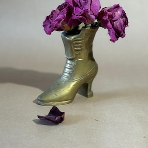 Victorian | Brass | Boot | Vintage | Vase | Planter | Lace Up |