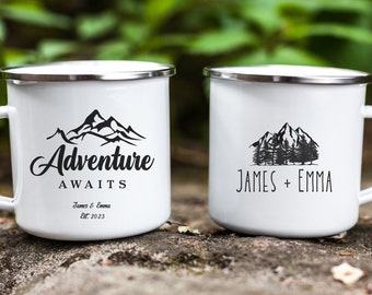 Personalized wedding, camfire coffee mug, vintage wedding gift, engagement gifts for couple unique, engagement mug, unique wedding gift