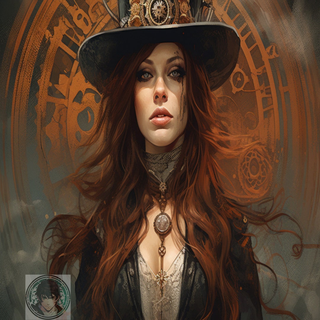 Fantasy Steampunk Digital Wall Art, Vintage Steampunk Decor, Steampunk