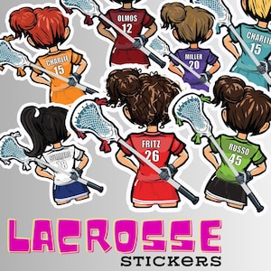 Personalized Lacrosse Stickers, Custom decals, Girls Lacrosse, Team number, Stickers Water bottle, Player Gift, Team, End of Season gift.