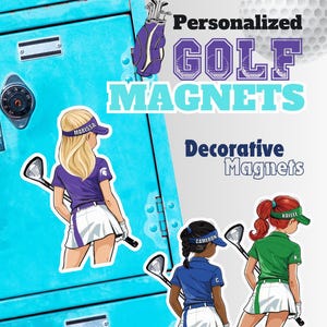 Custom Golf magnets, Golf team gifts, personalized Girl Golf magnet, name locker magnet, Golf high School magnet, sports magnet, High school