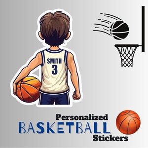 Personalized Basketball Player Stickers, Team Gift image 2