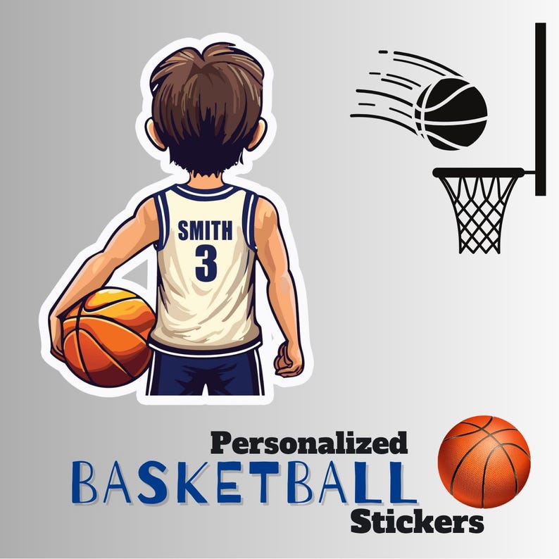 Personalized Basketball Player Stickers, Team Gift image 2