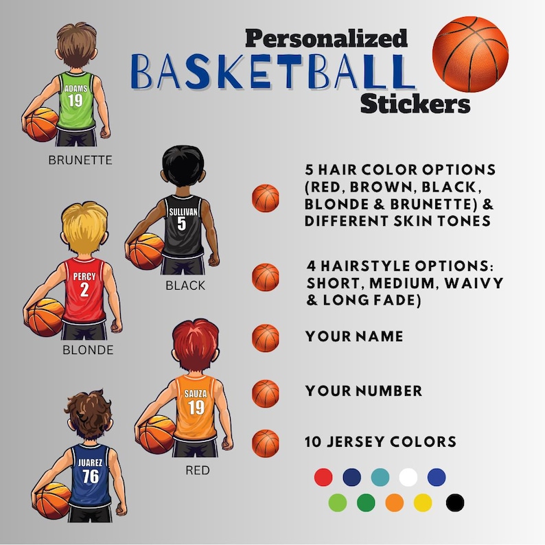 Personalized Basketball Player Stickers, Team Gift image 6