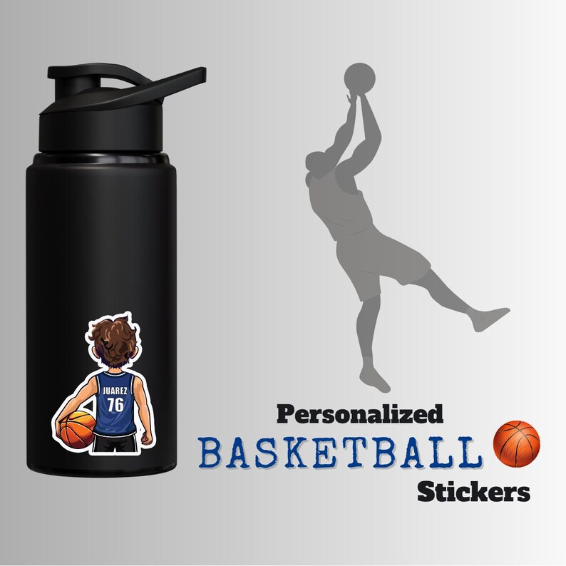 Personalized Basketball Player Stickers, Team Gift image 3