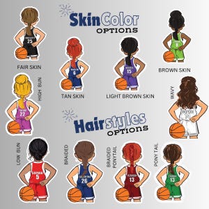 Personalized Girl Basketball Team Sticker, Custom Player Gift image 7