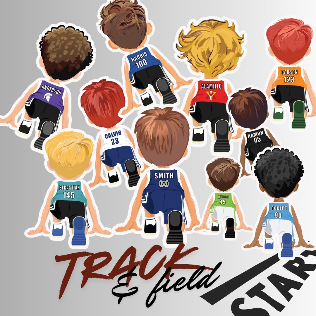 Track Field Stickers Personalized Track and Field Player Stickers, Custom Name & Number - Etsy