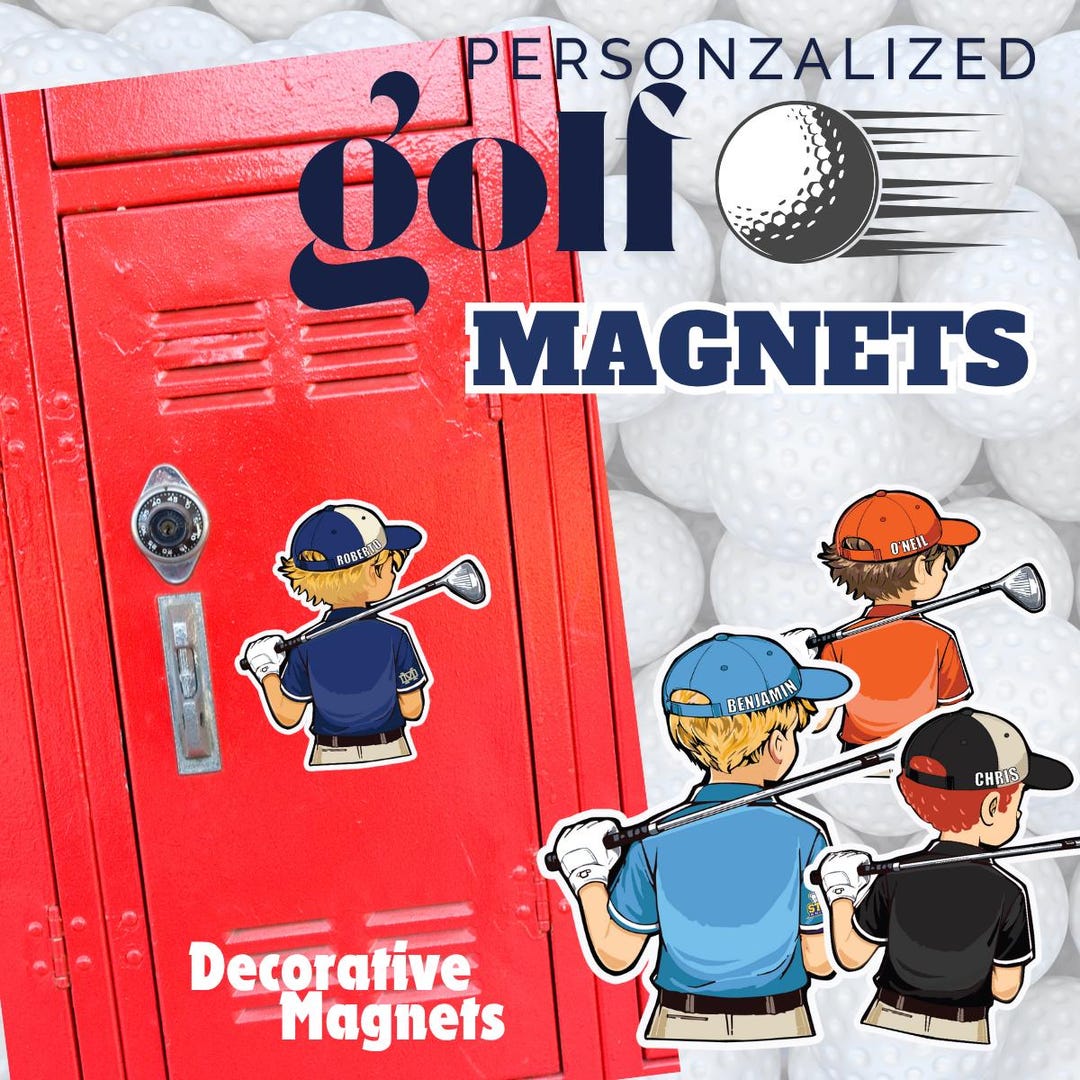 Personalized Boy Golf Magnet, Team Locker Decoration, Custom Sports ...