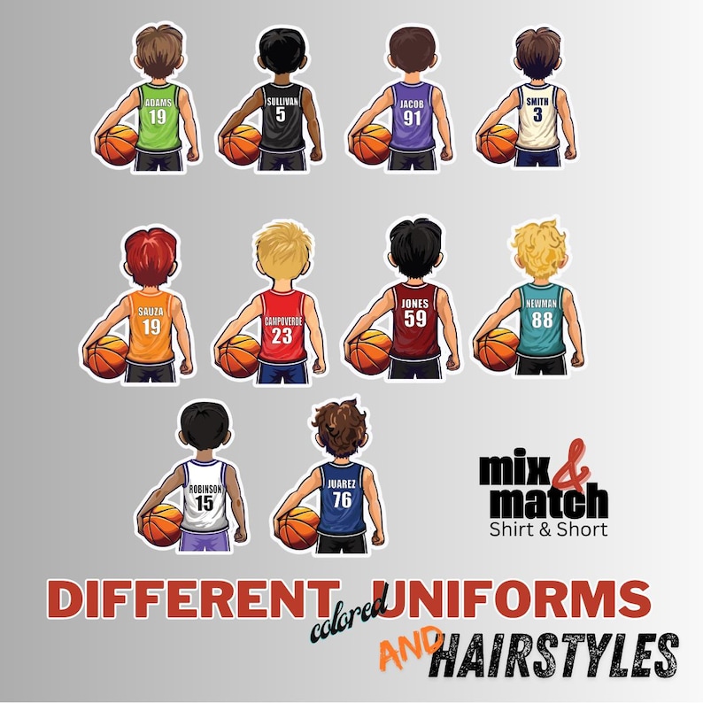 Personalized Basketball Player Stickers, Team Gift image 4