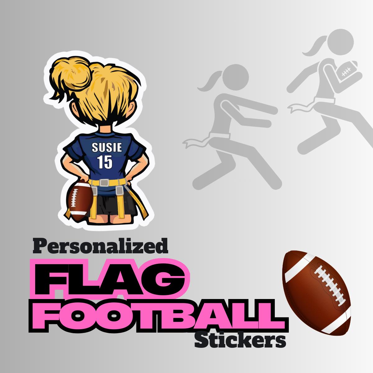 Personalized Girls Flag Football Stickers, Custom Decals, Powderpuff  Football,stickers for Water Bottle, Player Gift, Team, Jersey,football -  Etsy, image size:1200x1200
