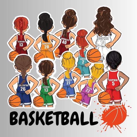 Personalized Girl Basketball Team Sticker, Custom Player Gift