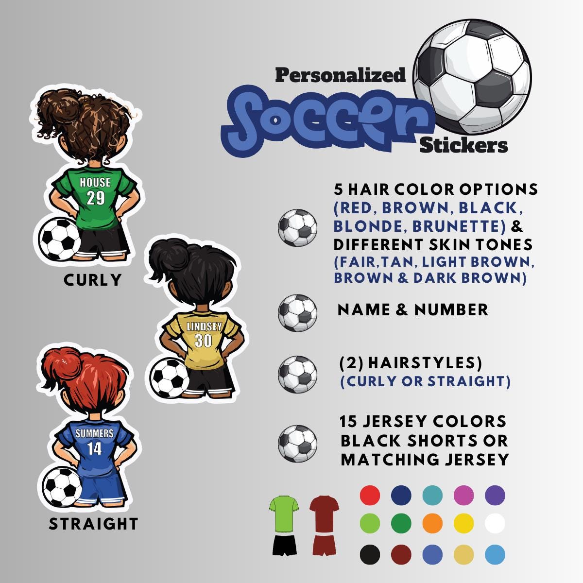 パーソナライズされた女子サッカーチームのビニールステッカー