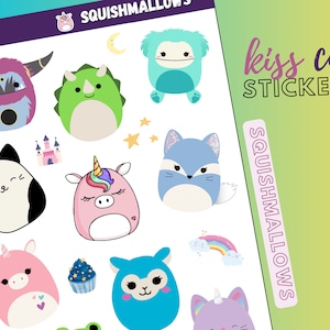 Squishmallows Stickers, Set of Squishmallow Stickers, Cute Stickers, Kids Stickers, Waterproof, Laptop stickers, water bottle, sticker sheet
