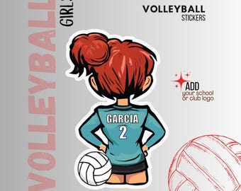 Personalized Volleyball Player Stickers, Custom Name & Number