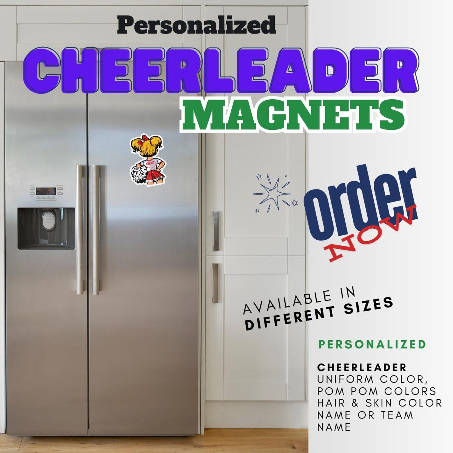 Personalized Cheerleader Magnet, Locker Decoration, Custom Sports ...