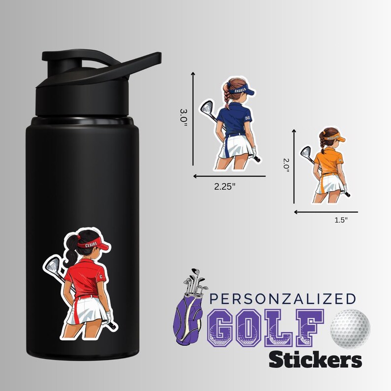 Personalized Girls Golf Team Vinyl Stickers, Custom Name Decals - Etsy