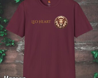 Lejonhjärta-T-shirt, lejonskjorta, lejonpresent, lejonskjorta, stjärnteckenskjorta, motivationsskjorta, kortärmad lejonskjorta, present till lejonet, Lejonstjärnegåva