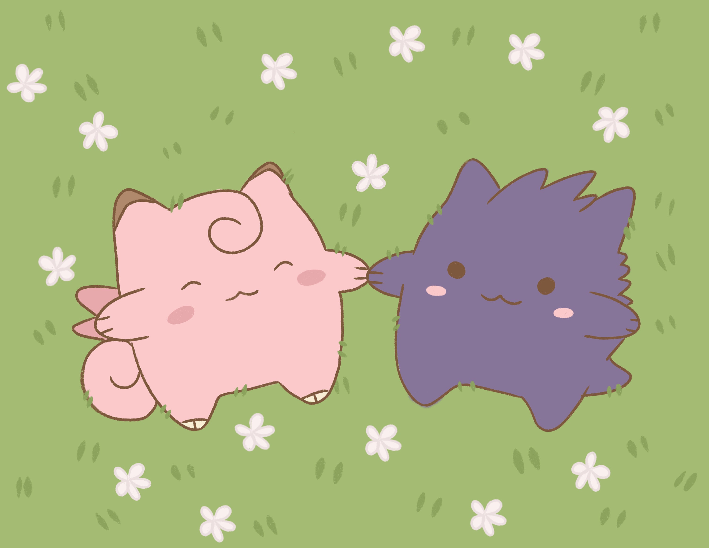Clefable In Love Gengar And Clefable Love