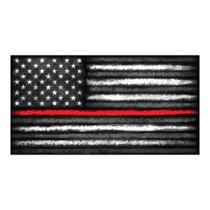 Distressed Thin Red Line American Flag Vinyl Decal for Cars, Trucks, Laptop USA Flag Sticker, Firefighters Grunge Style US Patriotic Theme