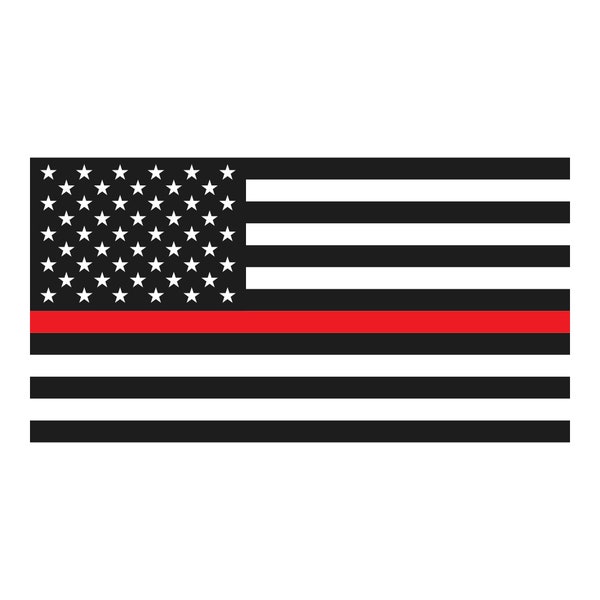 Thin Red Line American Flag Vinyl Decal for Cars, Trucks, Laptop USA Flag Sticker, Firefighters USA Patriotic Theme