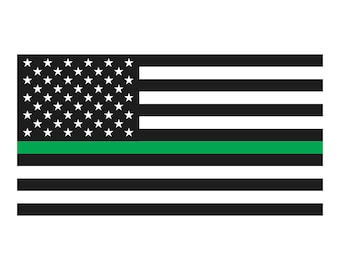 Thin Green Line American Flag Vinyl Decal - Military, Patriotic Sticker