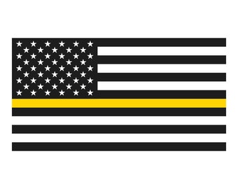 Thin Yellow Line American Flag Decal - Security Tow USA Patriotic Sticker