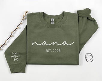Personalized Nana Crewneck Sweatshirt With Grandkids Names, Custom Grandma Sweater, New Grandparent Gift