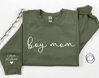 Personalized Boy Mom Sweatshirt With Kids Names, Trendy Mama Sweatshirt, Custom Boy Mama Shirt, Mothers Day Gift For Wife, Gift For Mom