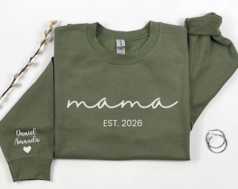 Personalized Mama Crewneck Sweatshirt, Custom Mom Sweatshirt, Cozy Mama Shirt, Trendy Mothers Day Gift For Wife, Gift For New Moms